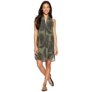 Lucy Destinations Anywhere Dress Women's Olive Green Palm Print Sleeveless M EUC
